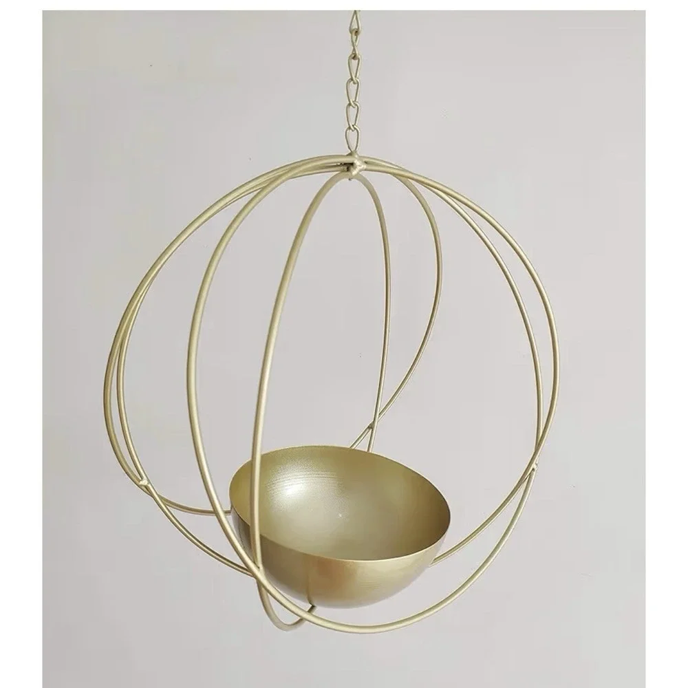 Boho Gold Metal Plant Hanger,Metal Geometric Hanging Planter, Modern Planter